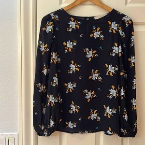 Floral blouse. Petite friendly.